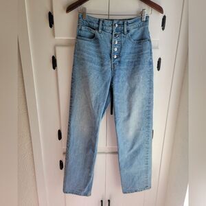 Everlane The Way High Lightwash Button Fly Straight Leg Organic Cotton Jeans 25